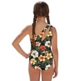 thumbnail image 3 of SEANATIVE 7-8 Year Kid Girl Swimsuit with Mesh Skirt Coverup One Piece Bathing Suit Comfortable Stretch Summer Swimwear with Adjustable Strap, Tropical Hibiscus Floral Palm Leaf, 3 of 7