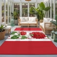 thumbnail image 2 of Area Rugs 5'x7', Red Flowers Carpet Runner Indoor Outdoor Rugs Home Decor Aesthetic, Spring Summer Floral Pastoral Botanical Leaf Non Slip Mats Washable Accent Rug for Living Room Bedroom, 2 of 8