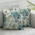 thumbnail image 3 of nygtbtfer Spring Summer Dahlias Flowers Pillow Teal Gray Abstract Geometric Floral Modern Style, Decorative Cushion Cover for Home Couch Bed Sofa Outdoor White, 3 of 7