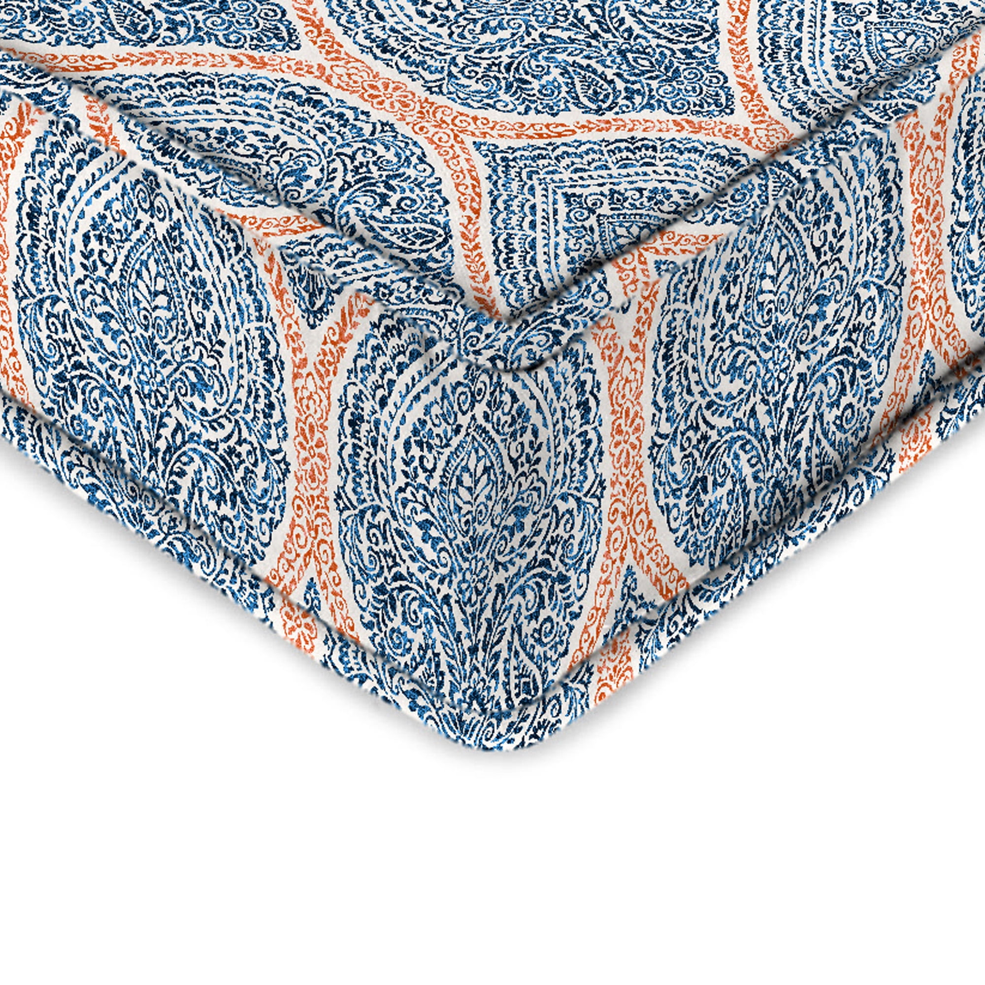 Jordan Manufacturing 45" x 22" Andorra Tiger Lily Navy Damask Rectangular Outdoor Deep Seating Chair Seat and Back Cushion with Ties and Welt
