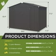thumbnail image 5 of YODOLLA 8 x 6 ft. Outdoor Metal Storage Shed with Sliding Roof & Lockable Door Dark Gray, 5 of 7