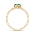 thumbnail image 2 of ANGARA Natural Two Stone Emerald Bypass Ring with Diamond Accents in 14K Yellow Gold for Women (Size-3.7mm) | May Birthstone, Birthday, Anniversary, Jewelry Gift for Women | Natural Emerald Ring, 2 of 7