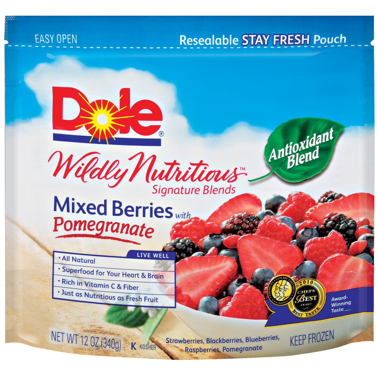 Dole Frozen Mixed Berries with Pomegranate, 12oz Resealable Bag