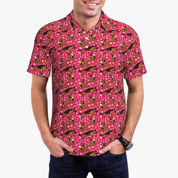 Balery German Shepherd Dog Camisa Polo de Hombre con Estampado, de Manga Corta y Tejido Medio, Camisa Tipo Golf Polo-Medium