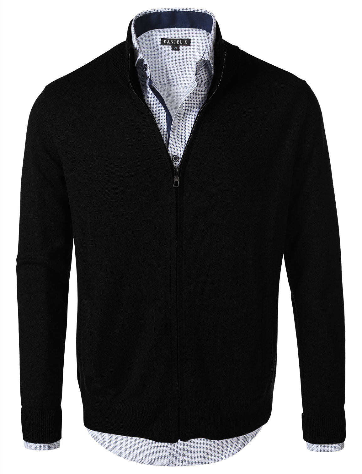 Daniel K Men's Vintage ZipFront Cardigan Black L