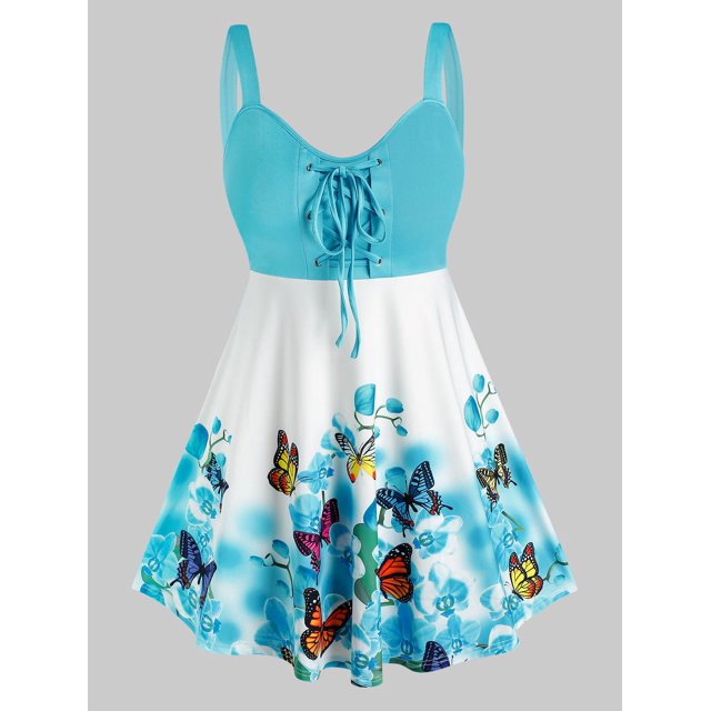 Tallas de camiseta de tanque de impresión floral de encaje más Rosegal Camisetas sin mangas de talla grande