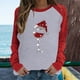 thumbnail image 1 of Puntoco Mujer Primavera Patchwork Navidad Impreso Manga Larga Cuello Redondo Casual Tee tops Puntoco Puntoco-5808, 1 of 7
