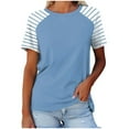 thumbnail image 1 of Women's Tops Sale Clearance! Womens Tops Summer Short Sleeve Shirts Raglan Striped T-Shirts, 1 of 3