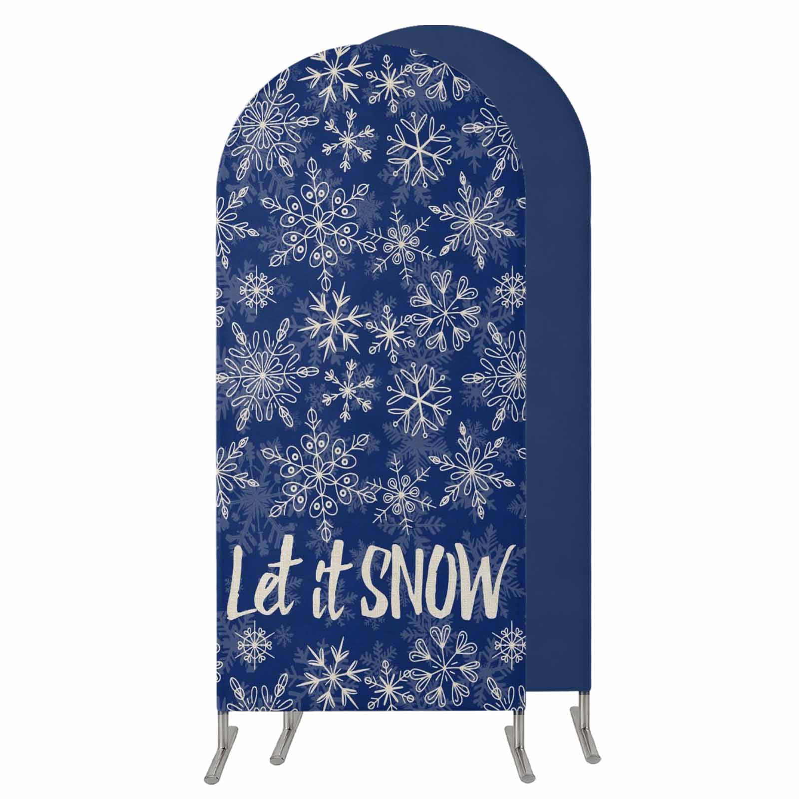 5FT Arch Backdrop Covers Christmas Snowflakes Wedding Arch Cover Stretchy Winter Xmas Flower Navy Blue Chiara Arches Backdrop Stand Covers for Birthday Baby Shower Party Banquet Decor