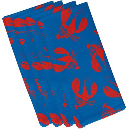 Simply Daisy 19  x 19  Lobster Fest Animal Print Napkins  Set of 4