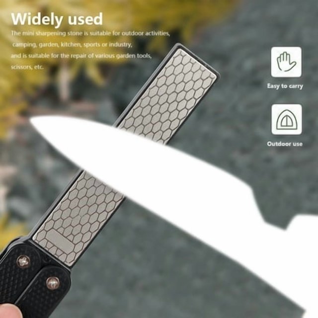 Sharpener Double Sided Portable Mini Foldable Sharpening Stone Kitchen Camping Hiking Grinderstone Handheld Whetstone Household Tools Home for Hiking Orange