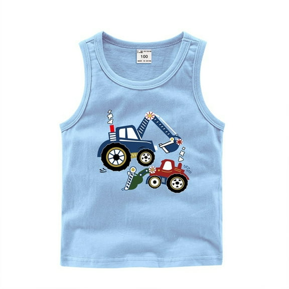 Chenyin Toddler Baby Boys Summer Tanks Soft Cotton Sleeveless Tops Cartoon Printing Undershirts for Kids 1-8 Years