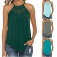 thumbnail image 2 of Gnshining Lace Tank Tops for Women Summer Sleeveless Peplum Camisole Solid Color Pleated Blouse Crew Neck Going Out Tops, 2 of 7