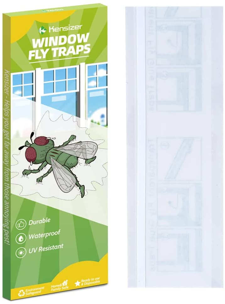 Garsum Window Fly Traps Indoor Fly Paper Bug Sticky Strips,House Fly Killer Window Decal Non-Toxic,4 Piece per Pack Total 12 Pices 