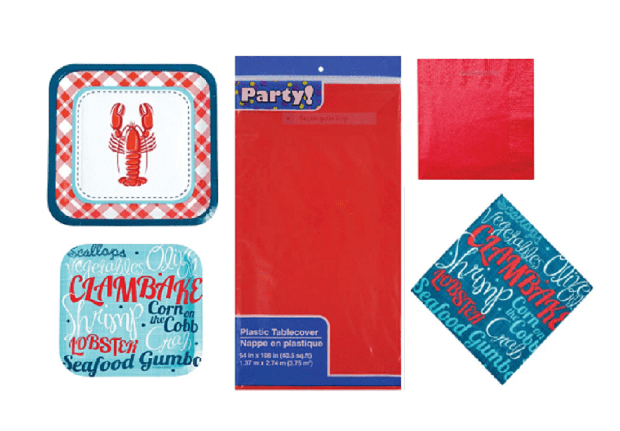 Nautical Seafood Clam Bake Crawfish Boil Party Supplies Pack Includes Paper Dinner Plates Dessert Plates Dinner Napkins Beverage Napkins Table Cover Service For 16 Walmart Com Walmart Com