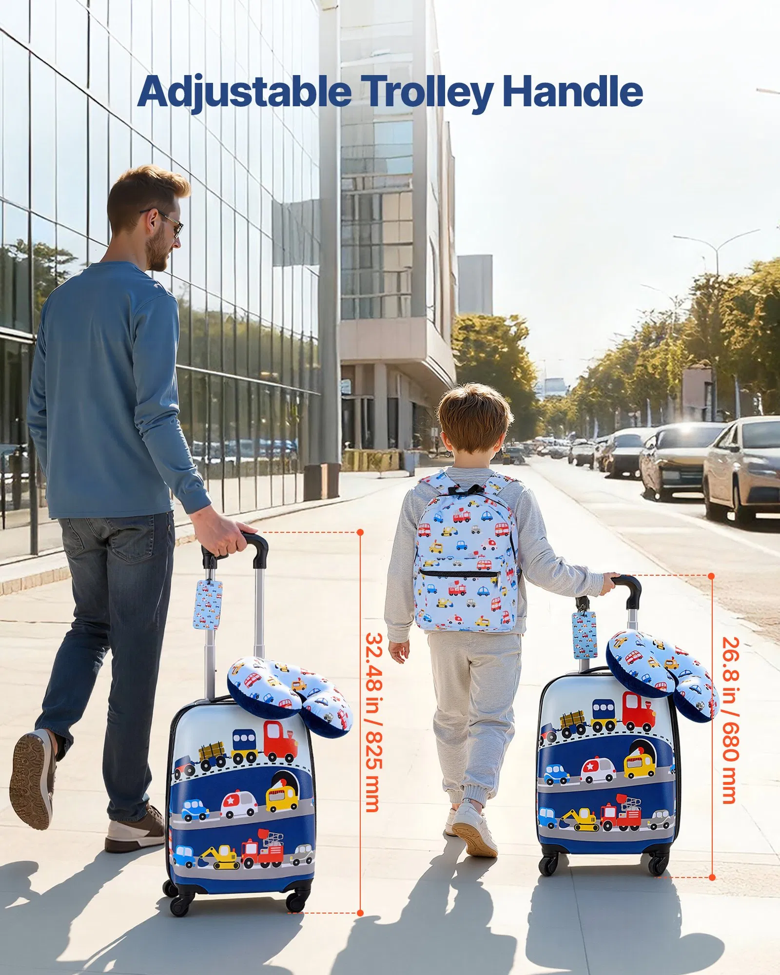 18” 5-Piece Kids Carry-On Luggage Set, Airline Approved, with Backpack Pillow Lunch Bag Luggage Tag