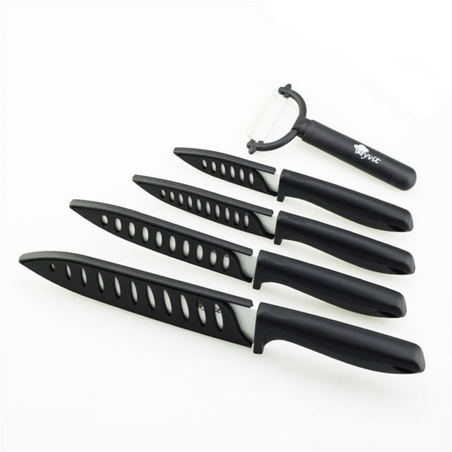 Ceramic Knife Set 6" 5" 4" 3" Sharp Chef Knives + One Peeler Non Rust White Blade with Sheaths Meat Fruits Vegetables Knife Non Rust Advantage Slicer