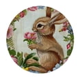 thumbnail image 4 of PIKWEEK Pink Easter White Stripe Spring Easter Theme Easter Decorations Flower Round Tablecloth with Elastic Edge White, 4 of 8