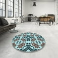 thumbnail image 3 of Ahgly Company Indoor Round Patterned Black Cow Black Area Rugs, 5' Round, 3 of 6