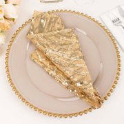 Efavormart Champagne Wave Embroidered Sequin Mesh Dinner Napkin, Reusable Decorative Napkin - 20x20