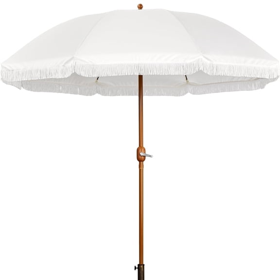 Topeakmart 9ft Romantic French Style Patio Pool Umbrella with Tassels, Cream