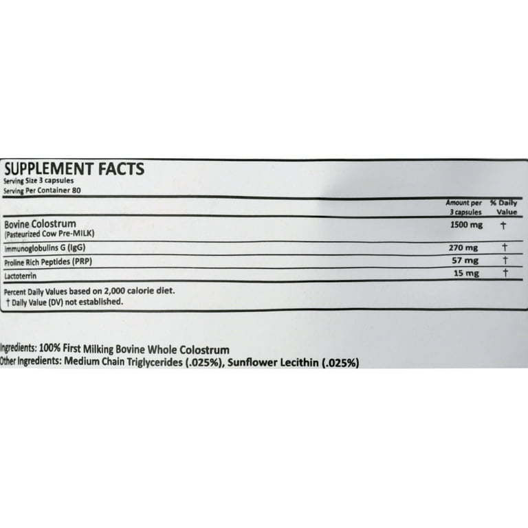 Colostrum 1,000mg (Non-GMO) 30% IgG Immunoglobulins - Immune System  Support, Gut Health & Respiratory Health Supplement - Low Heat Processed  Bovine