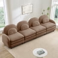 thumbnail image 3 of HUTWIFE 129.1" 4- Seater Teddy Velvet Sofa Camel Modular Couch with Curved Back & Lumbar Pillows, 3 of 9