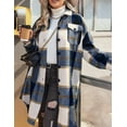 thumbnail image 4 of Zeagoo Womens Plus Size Flannel Plaid Button Down Shirts Long Sleeve Lounge Lapel Tartan Shacket Jacket Long Coats 2025, 4 of 7