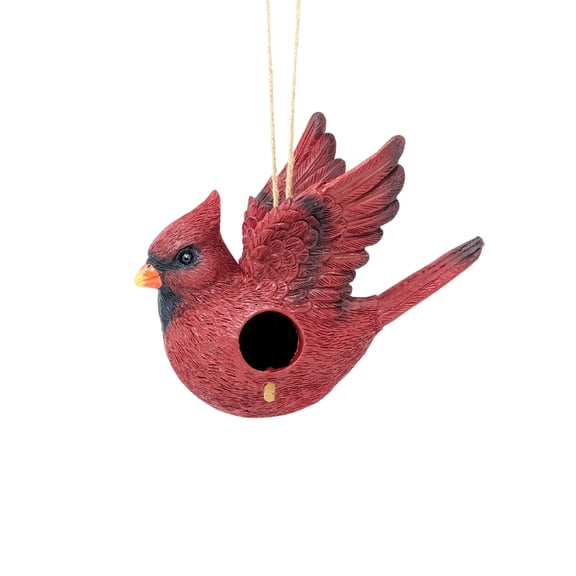 Cardinal Bird House Resin Decoration – Hanging Birdhouse for Garden, Porch, or Tree – Charming Outdoor Shelter for Cardinals and Small Birds – Perfect Gift for Gardeners and Nature Lovers