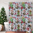 thumbnail image 4 of Shower Curtain 72"W x 84"L Western Cow Cactus Candy Cane Christmas Balls Light Blue Fabric Shower Curtains Set with Hooks Water Repellent Bathroom Curtains Machine Washable Bathroom Accessories, 4 of 9