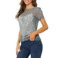 thumbnail image 4 of INSPIRE CHIC Haut en Dentelle Florale Semi-Transparente à Bord Festonné pour Femme, 4 of 6