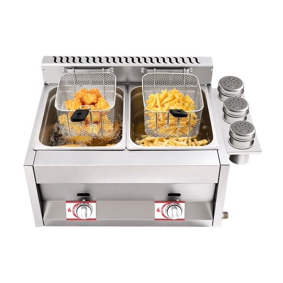 Vintoro 6L Commercial Deep Fryer with Filter Baskets, Stainless Steel Dual Tank Kitchen Deep Fryer