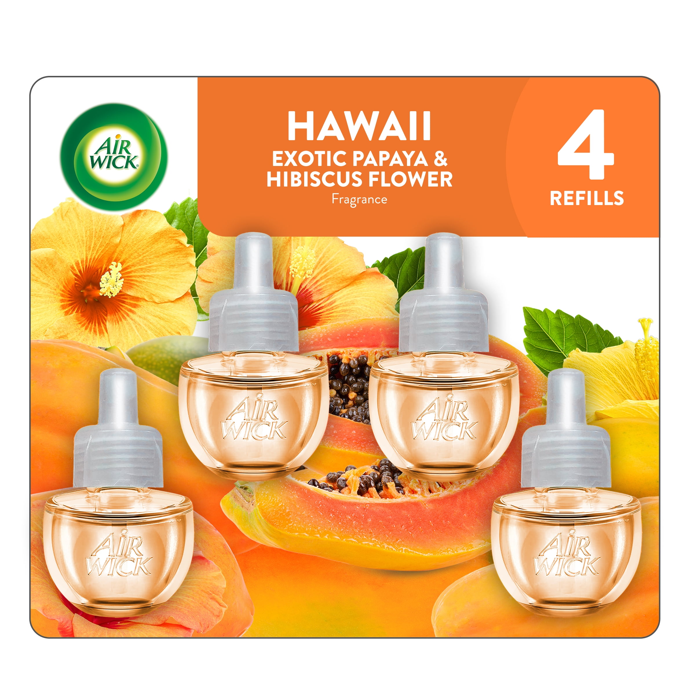 (5 pack) Air Wick Plug-In Scented Oil Warmer Refills Hawaii Papaya and Hibiscus 4 Count