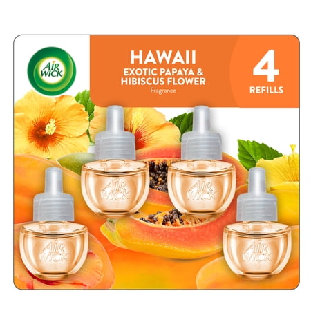 Air Wick Plug-In Scented Oil Warmer Refills Hawaii Papaya and Hibiscus 4 Count
