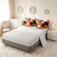 thumbnail image 4 of Manfei Orange Geometric King Bedding, Abstract Grid King Bed in a Bag, Black White Orange Gray, Gray Reversible 7-Piece, 4 of 6