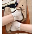 thumbnail image 5 of 4 Pairs Women's Ankle Mesh Socks with Bear Embroidery Lightweight Breathable Knit and Elastic Cuffs - 4 pairs-B, 5 of 7