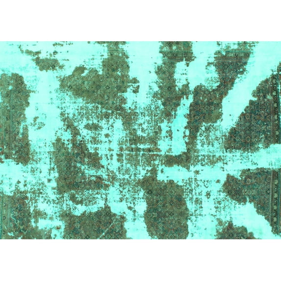 Ahgly Company Machine Washable Indoor Rectangle Abstract Turquoise Blue Modern Area Rugs, 7' x 10'