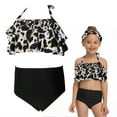 thumbnail image 3 of Girls Swimsuits Set Nylon Leopard Print High Waisted Bathing Suit Kids Bikini, 3 of 10