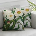 thumbnail image 3 of Acheng Throw Pillow Covers Beige and White Tulip Flower Pillowcases Spring pillow covers for Couch Canvas Cushion Cover Square Farmhouse Floral Decor Pillow Case ,Set of 2 White 20x20in, 3 of 7