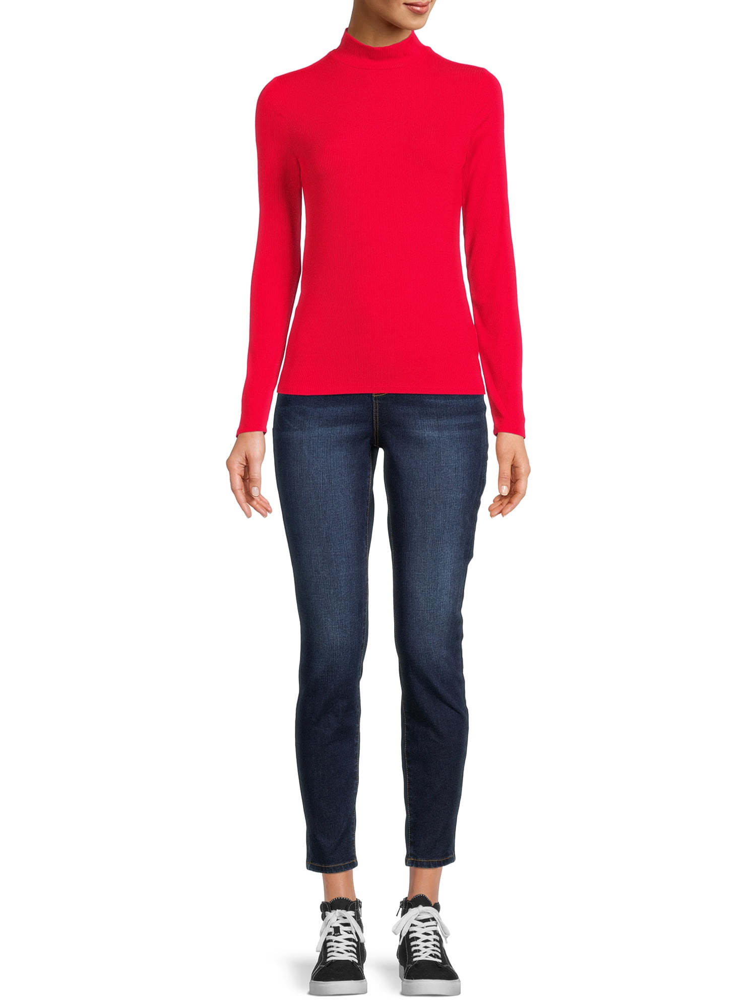 No Boundaries Women's Juniors Long Sleeve Mock Neck Top, 2-Pack