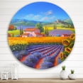 thumbnail image 2 of Designart 'Sunflower and Lavender Fields' Traditional Circle Metal Wall Art 36x36 - Disc of 36, 2 of 5