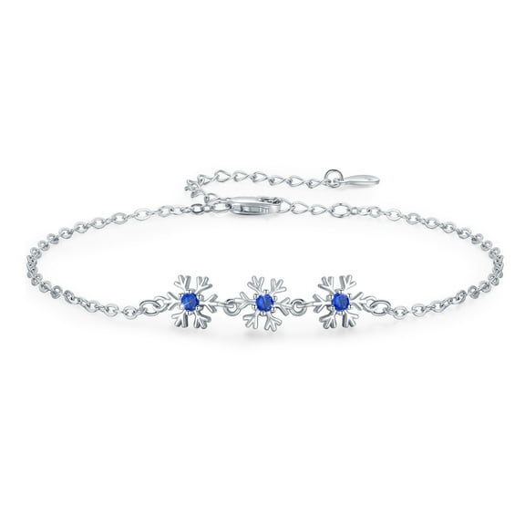 CUOKA MIRACLE Snowflake Bracelets 925 Sterling Silver Adjustable Bracelets Blue Snowflake Jewelry Holiday Birthday Christmas Gift for Women Girls Daughter Wife Mom Friend