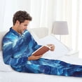 thumbnail image 6 of Naloa Beautiful Ocean Dolphin Men’s Pajamas Set - Long Sleeve Button Down Sleep Shirt and Pajama Bottoms Sleepwear Set-, 6 of 7