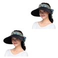 thumbnail image 3 of Minnieouse Sombrero de mujer decorativo colorido reemplazo a prueba de viento transpirable plegable al aire libre viaje Sunbonnet sombrero negro Negro 2piezas, 3 of 6
