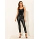 thumbnail image 4 of Camiseta sin mangas Allegra K de terciopelo para mujer con fruncido Negro XL, 4 of 4
