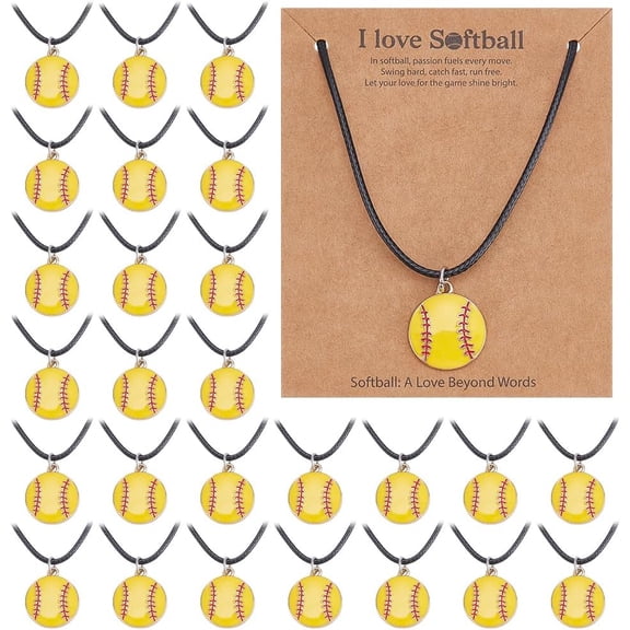 40 Pcs Baseball Pendant Necklaces Sport Necklace Team Gift Baseball Pendant Necklace Softball Jewelry Chain with Card