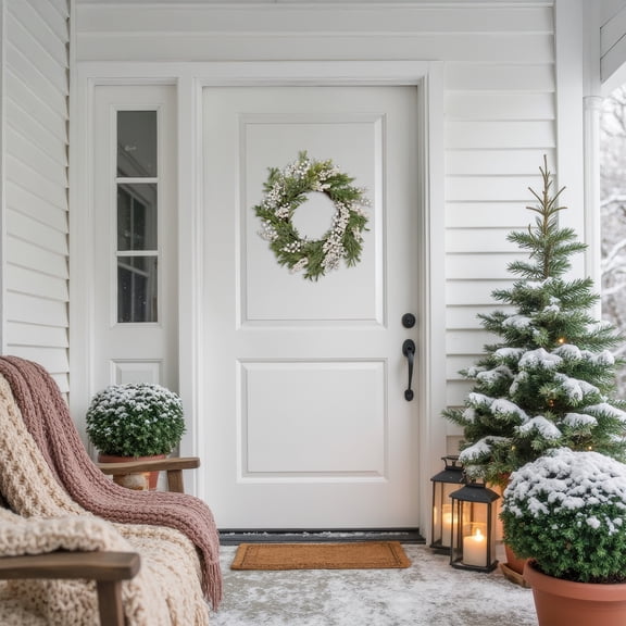 Northlight Frosted Foliage and Berries Small Artificial Christmas Wreath - 20" - Unlit