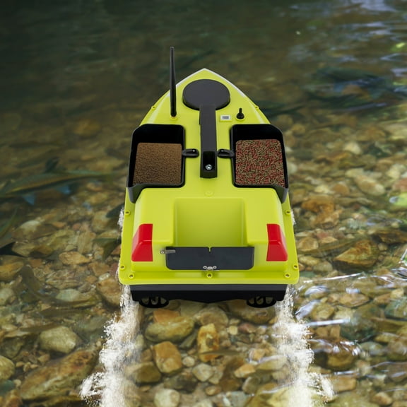 Green ABS Fishing Bait Boat, RC Fishing Boat, Bait Boat for Surf Fishing With Seven-color Adjustable Light Strip