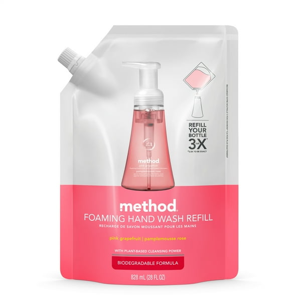 Method Foaming Hand Soap Refill, Pink Grapefruit, 28 Ounce