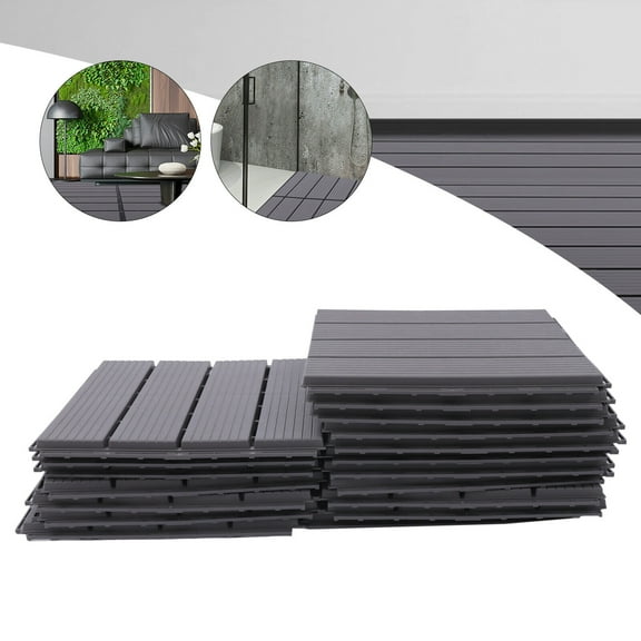 DENEST 12''x 12''Garden Patio Deck Tile Flooring Burr-free Grey Flooring Tiles Non-slip